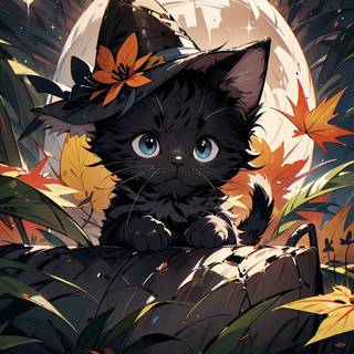 Autumn cat anime wallpaper