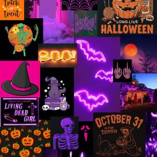 Purple Halloween collage wallpaper