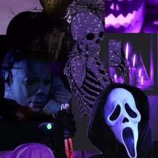 Purple Halloween collage wallpaper