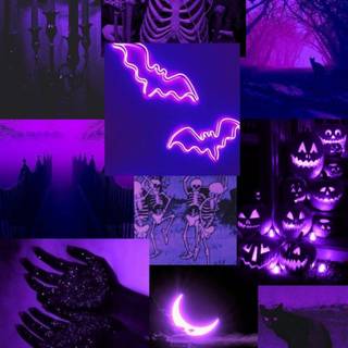 Purple Halloween collage wallpaper