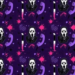 Purple Halloween collage wallpaper