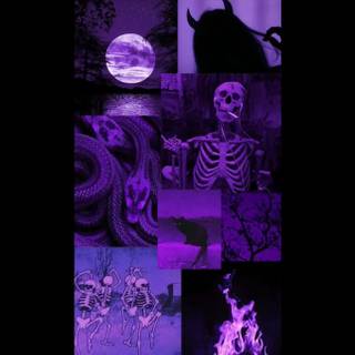 Purple Halloween collage wallpaper