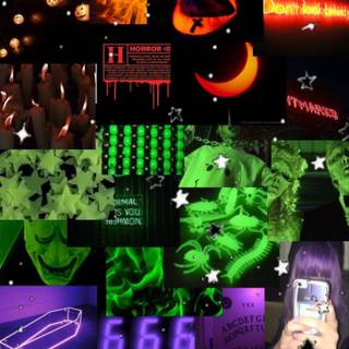 Purple Halloween collage wallpaper