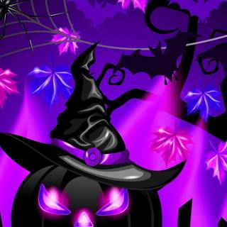 Purple Halloween collage wallpaper