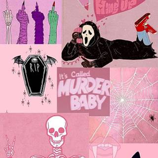 Purple Halloween collage wallpaper
