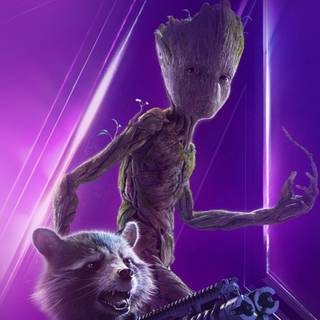 Groot and Rocket phone wallpaper