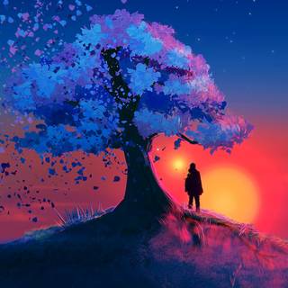 Digital landscape phone wallpaper