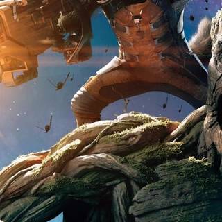 Groot and Rocket phone wallpaper