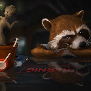 Guardians of the galaxy Rocket and Groot wallpaper