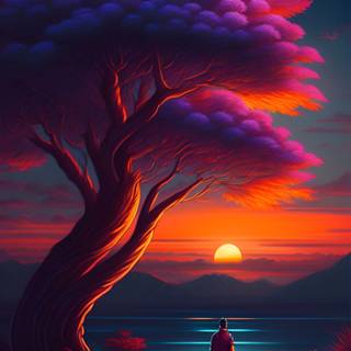 Digital landscape phone wallpaper