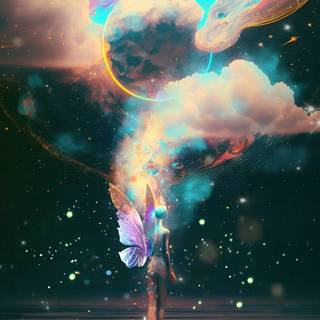 Digital landscape phone wallpaper