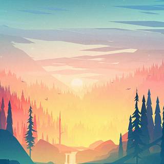 Digital landscape phone wallpaper