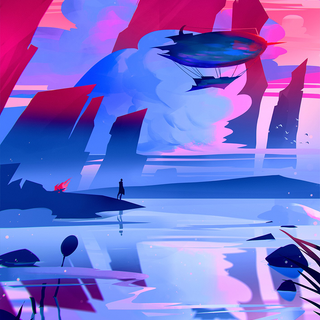 Digital landscape phone wallpaper