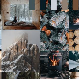 Laptop winter collages wallpaper
