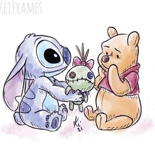 Stitch and Winnie The Pooh wallpaper