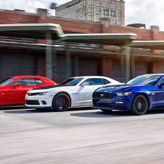Dodge Challenger and Ford Mustang wallpaper