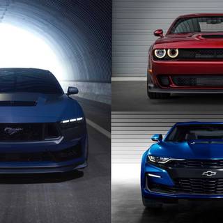 Dodge Challenger and Ford Mustang wallpaper