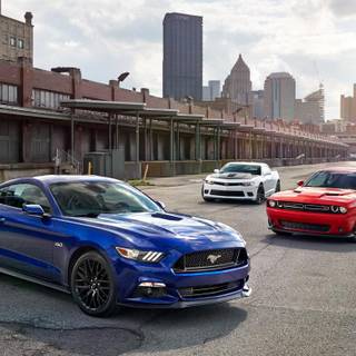 Dodge Challenger and Ford Mustang wallpaper