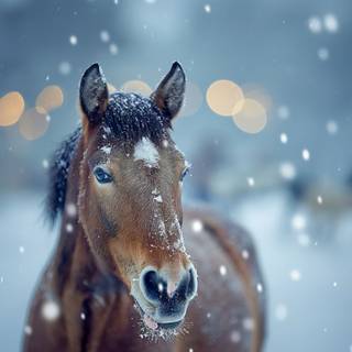 Winter brown horse wallpaper