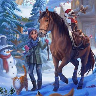 Winter brown horse wallpaper