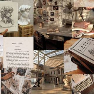 Autumn light academia desktop wallpaper