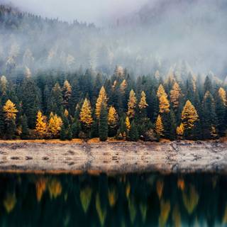 Autumn lake iPad wallpaper