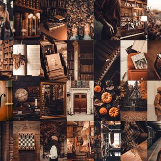 Autumn light academia desktop wallpaper