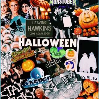 Spooky Halloween collage wallpaper