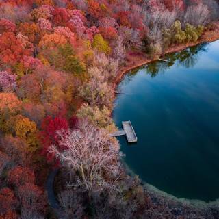 Autumn lake iPad wallpaper