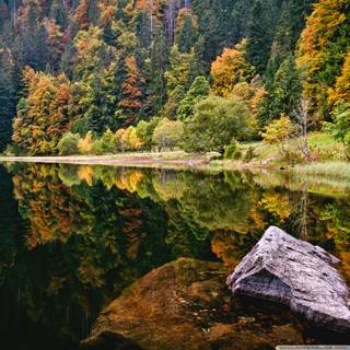 Autumn lake iPad wallpaper