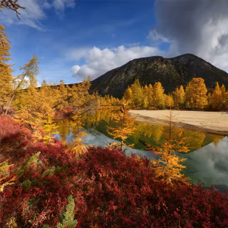 Autumn lake iPad wallpaper