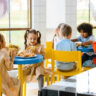 School cafeteria wallpaper