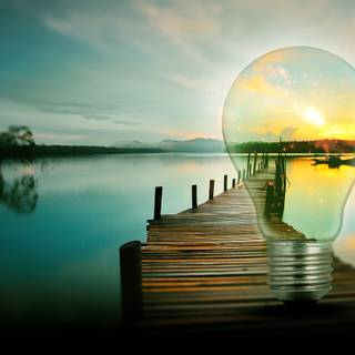Nature in a lightbulb wallpaper