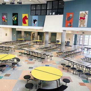 School cafeteria wallpaper