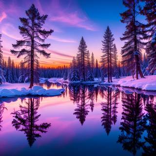 Winter scenery desktop wallpaper