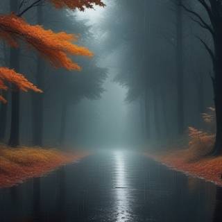 Wet autumn wallpaper
