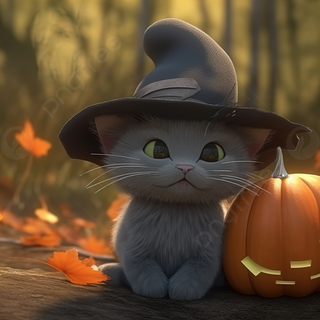 Cute cat autumn cartoon wallpaper