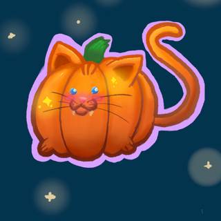 Autumn cat cartoon wallpaper