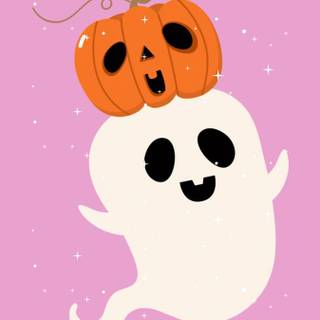 Cute ghost and pumkin Halloween wallpaper