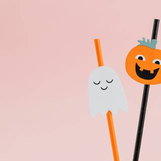 Cute ghost and pumkin Halloween wallpaper