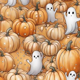 Cute ghost and pumkin Halloween wallpaper