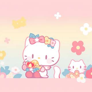Hello Kitty pastel Chromebook wallpaper