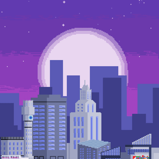 Pixelart city phone wallpaper