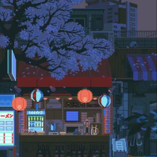Pixelart city phone wallpaper