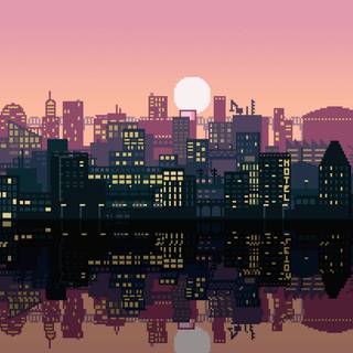 Pixel town wallpaper