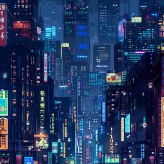 Pixelart city phone wallpaper