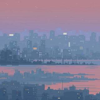Pixelart city phone wallpaper