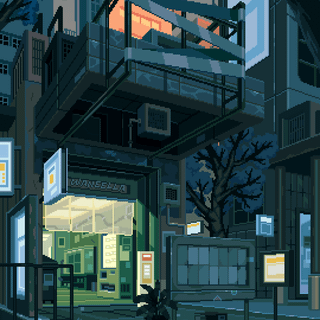 Pixelart city phone wallpaper