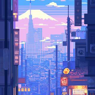 Pixelart city phone wallpaper