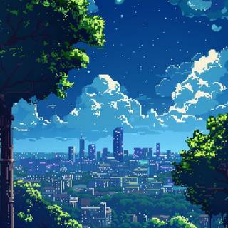 Pixelart city phone wallpaper